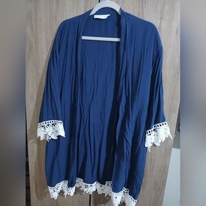 Kensie Navy Blue Lace Crochet Kimono